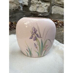 Porcelain Fan Vase Japan Blue Flower Glaze Light Pink Narrow Vase